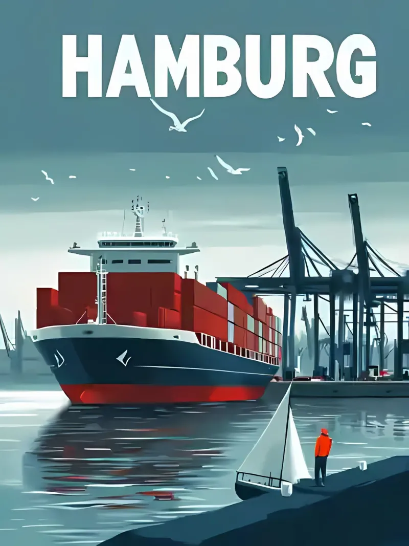 nave container gru portuali barca a vela carta hahnemühle da Matthew W Smith