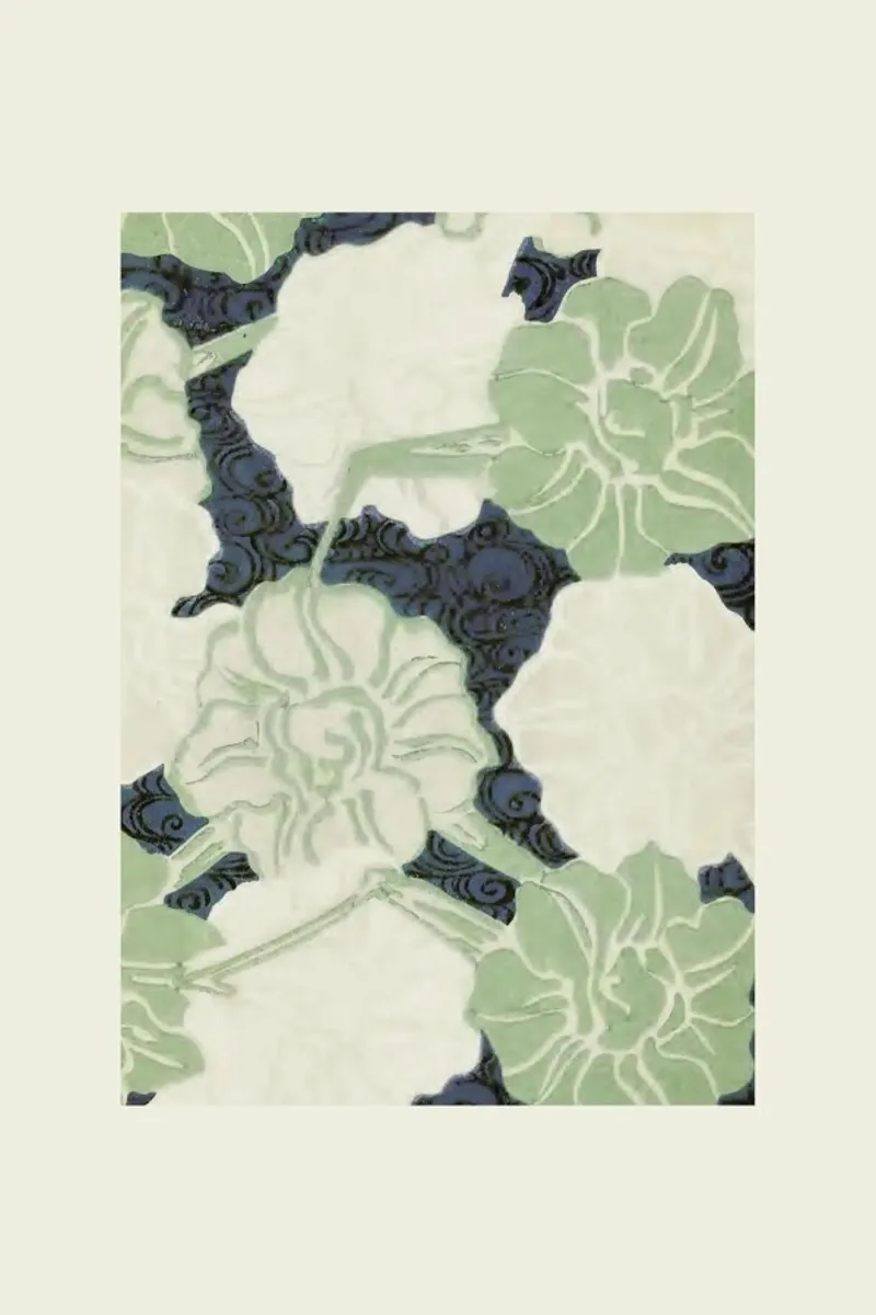 Shin-Bijutsukai - Green Florals poster con telaio in legno da Vintage by JUNIQE