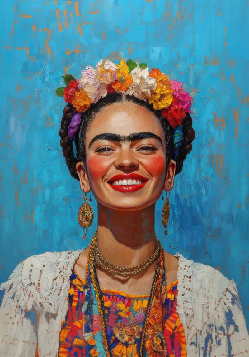 Frida Kahlo: un giardino di sogni poster con telaio in legno da Fantasias Florales