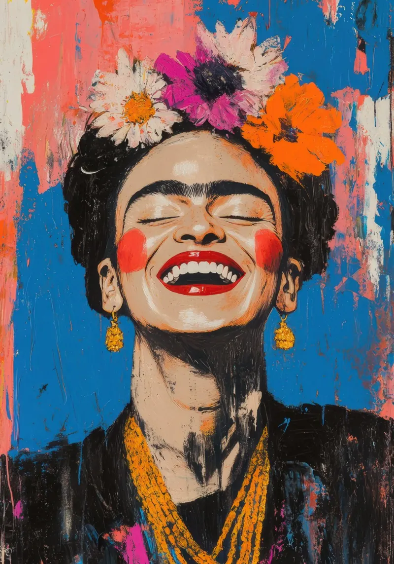 Frida Kahlo: The magic of self-acceptance that liberates canvas with Floater frame by Fantasias Florales