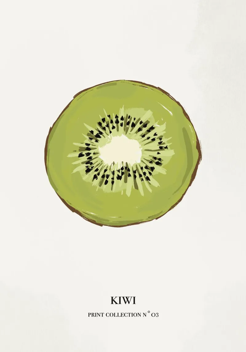 Illustrazione kiwi poster con telaio in alluminio da Sixmai