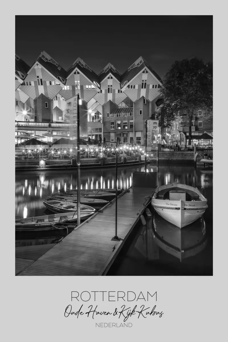 In primo piano: ROTTERDAM Oude Haven con il cubo Kijk tela con Cornice a cassetta da Melanie Viola