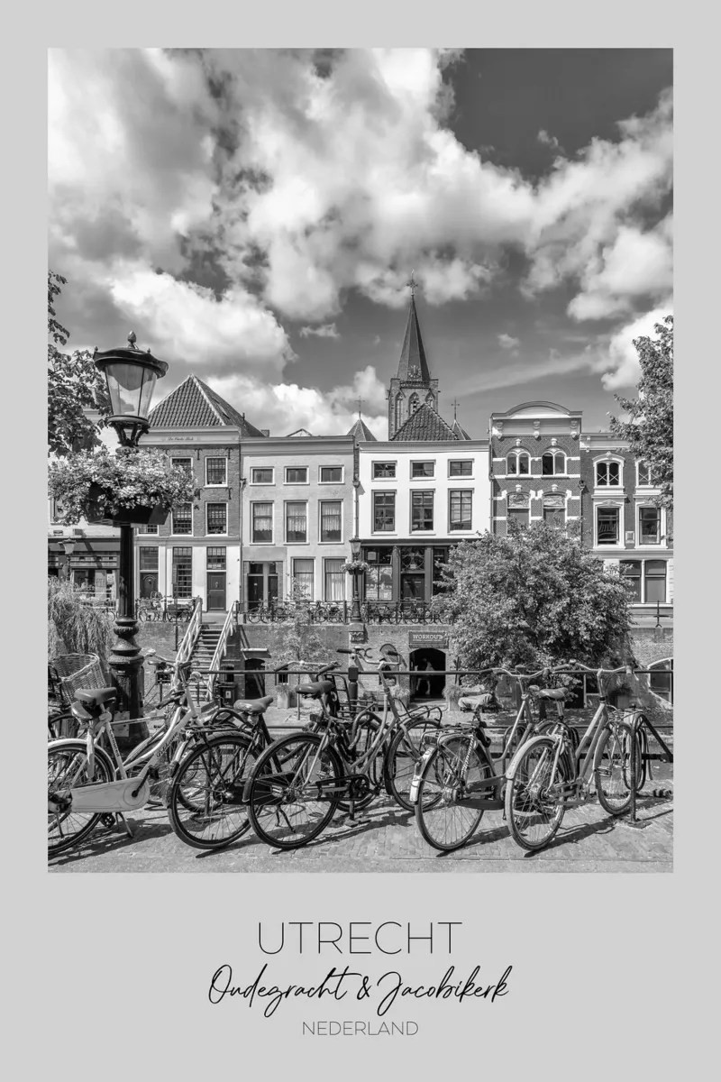 In focus: UTRECHT Oudegracht with Jacobikerk canvas with Floater frame by Melanie Viola