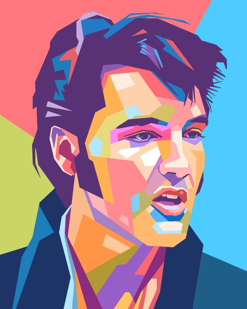Elvis Presley pop art portrait poster by Hantamrata
