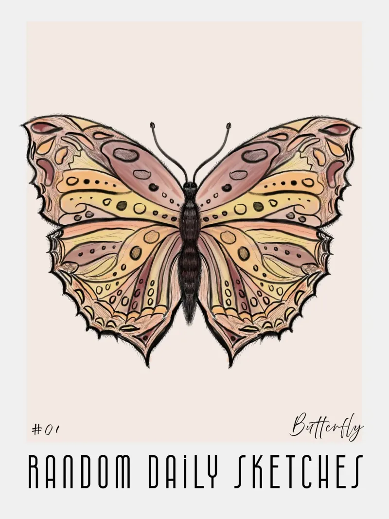 Schizzi giornalieri casuali Butterfly pellicola backlit da words-in-frames