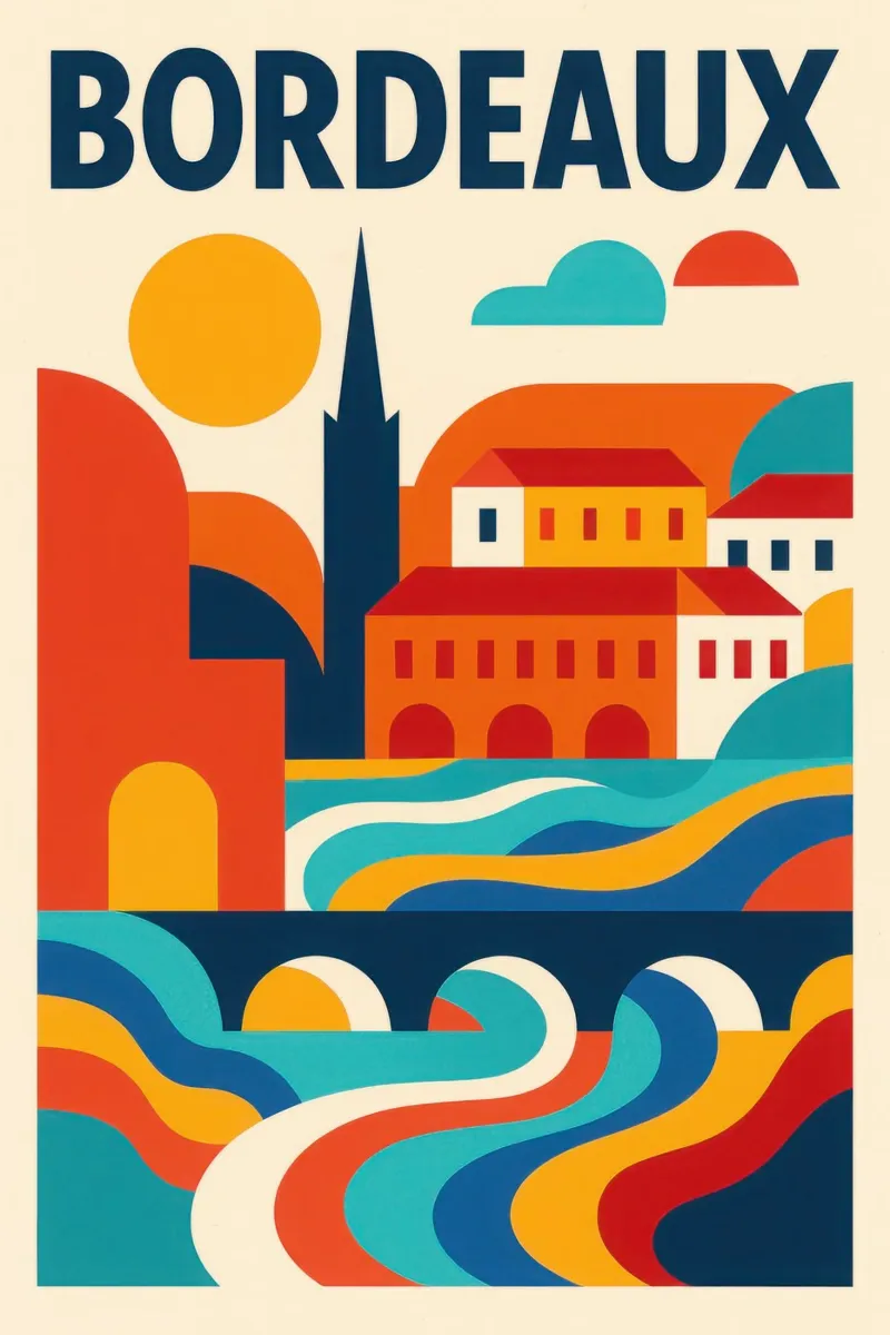 Bordeaux solaire - eleganza in riva al mare poster con telaio in legno da JETLAG | affiches voyage