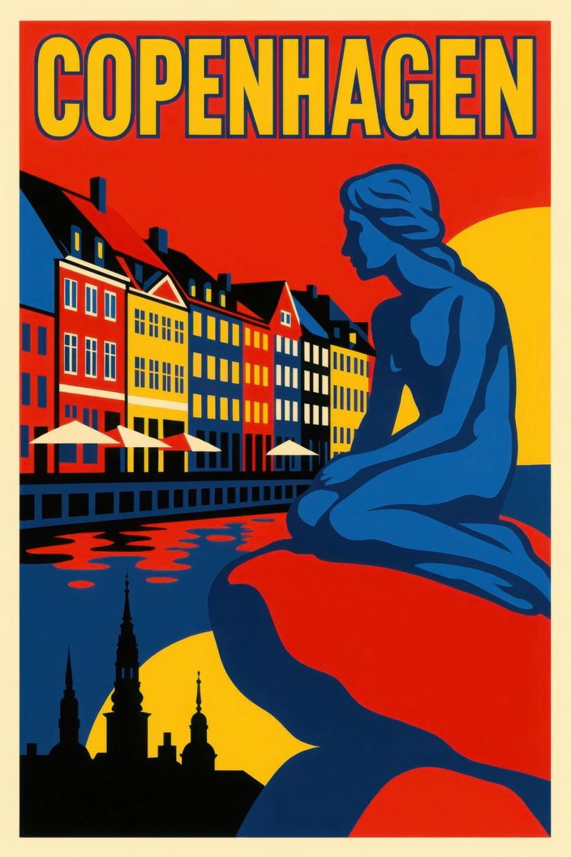 Copenhagen in contrast - the siren and the harbour reflections poster by JETLAG | affiches voyage