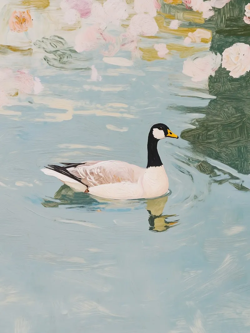 Swan Poster, Retro Print, Vintage Art Print canvas with Floater frame by Little Lila