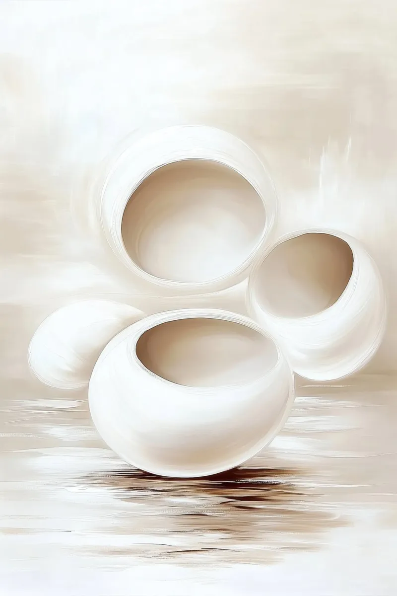 Forme astratte in colori crema poster con telaio in legno da Imagine