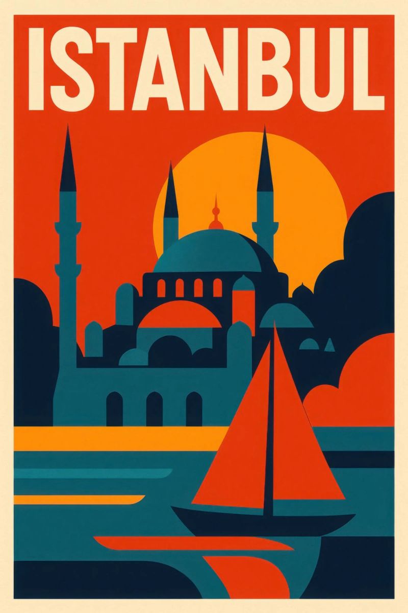 Istanbul solaire – entre dômes, minarets et mer intérieure poster de JETLAG | affiches voyage