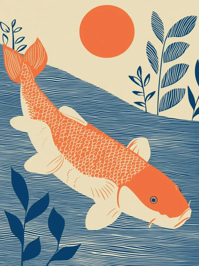 Boho Koi giapponese | Line Art pellicola backlit da Autofocus