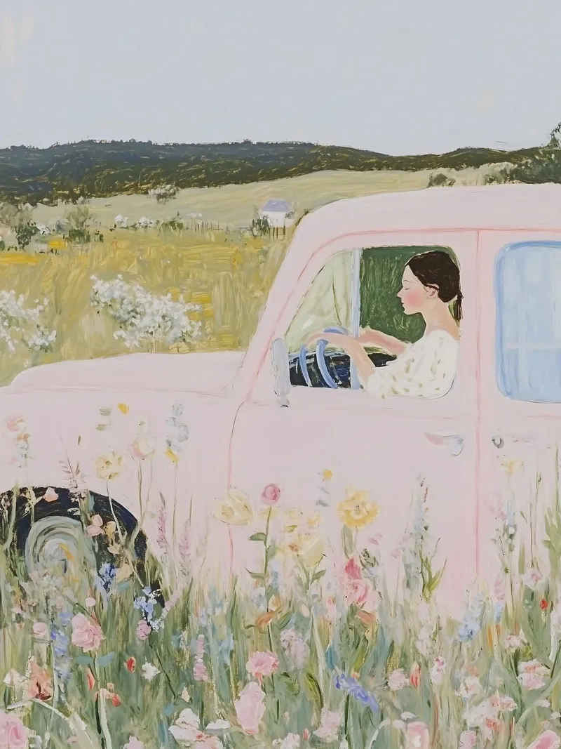 Platteland Print, Wilde bloemen canvas met Baklijst van Little Lila