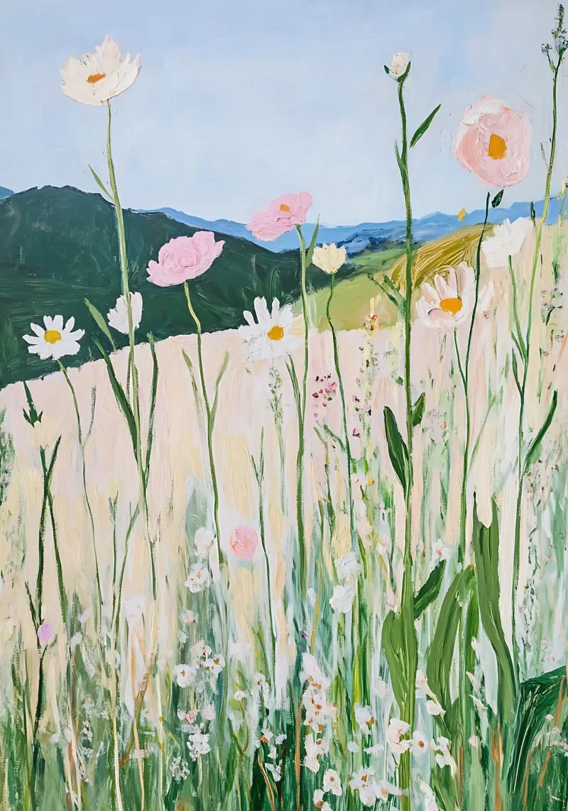 Stampa di fiori selvatici, arte della natura, paesaggio poster con telaio in legno da Little Lila