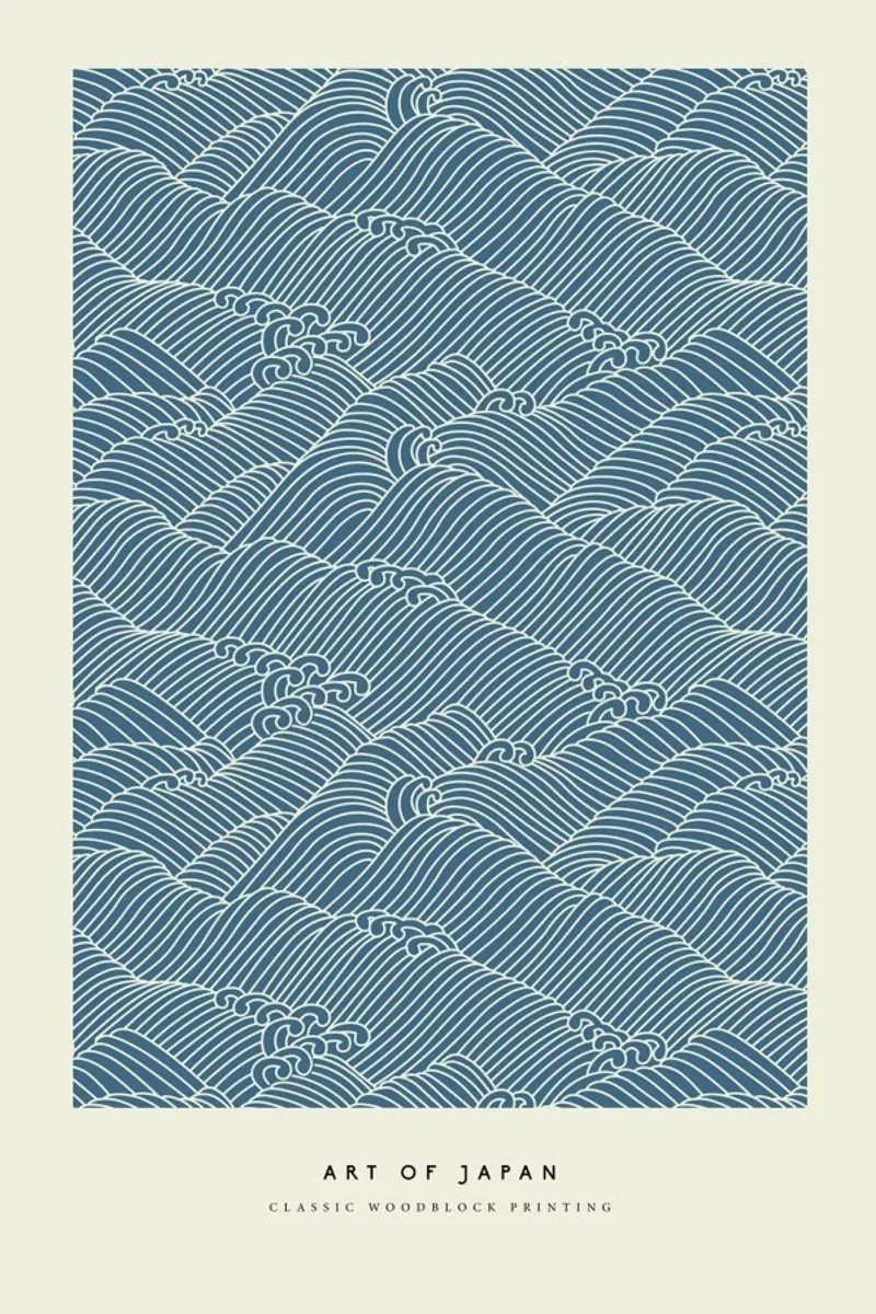 Japanese Wave Woodblock pellicola backlit da Vintage by JUNIQE
