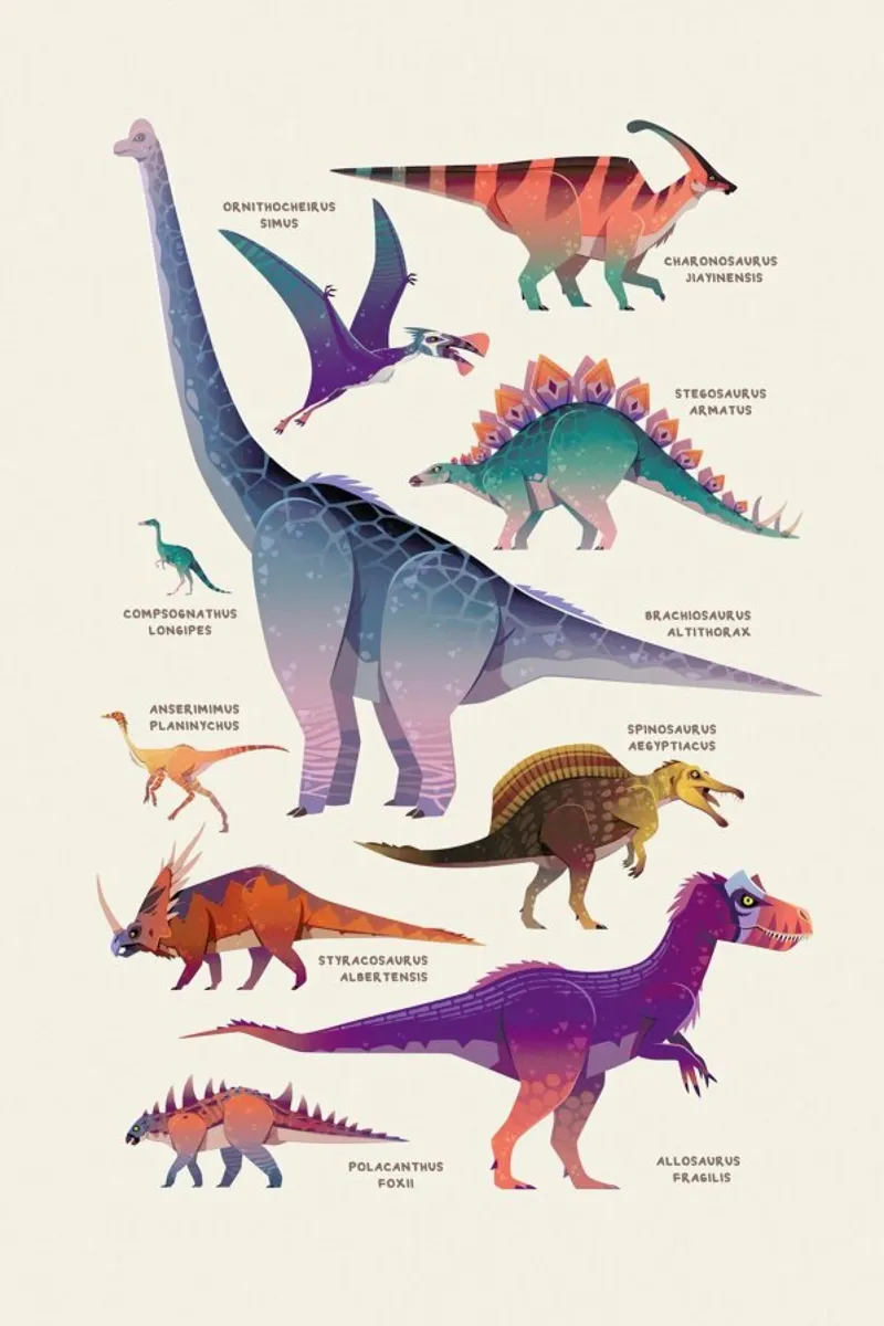 Dinosaur Names pellicola backlit da Little Flourishes