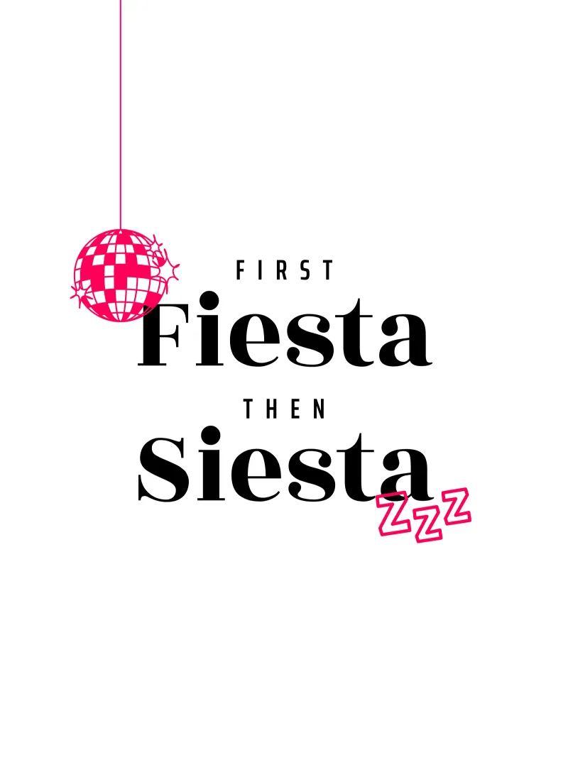 First Fiesta then Siesta poster con telaio in plastica da Bureau Purpur