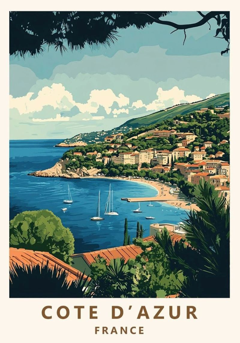 Come on visit travel Cote d'Azur Poster von youngs print