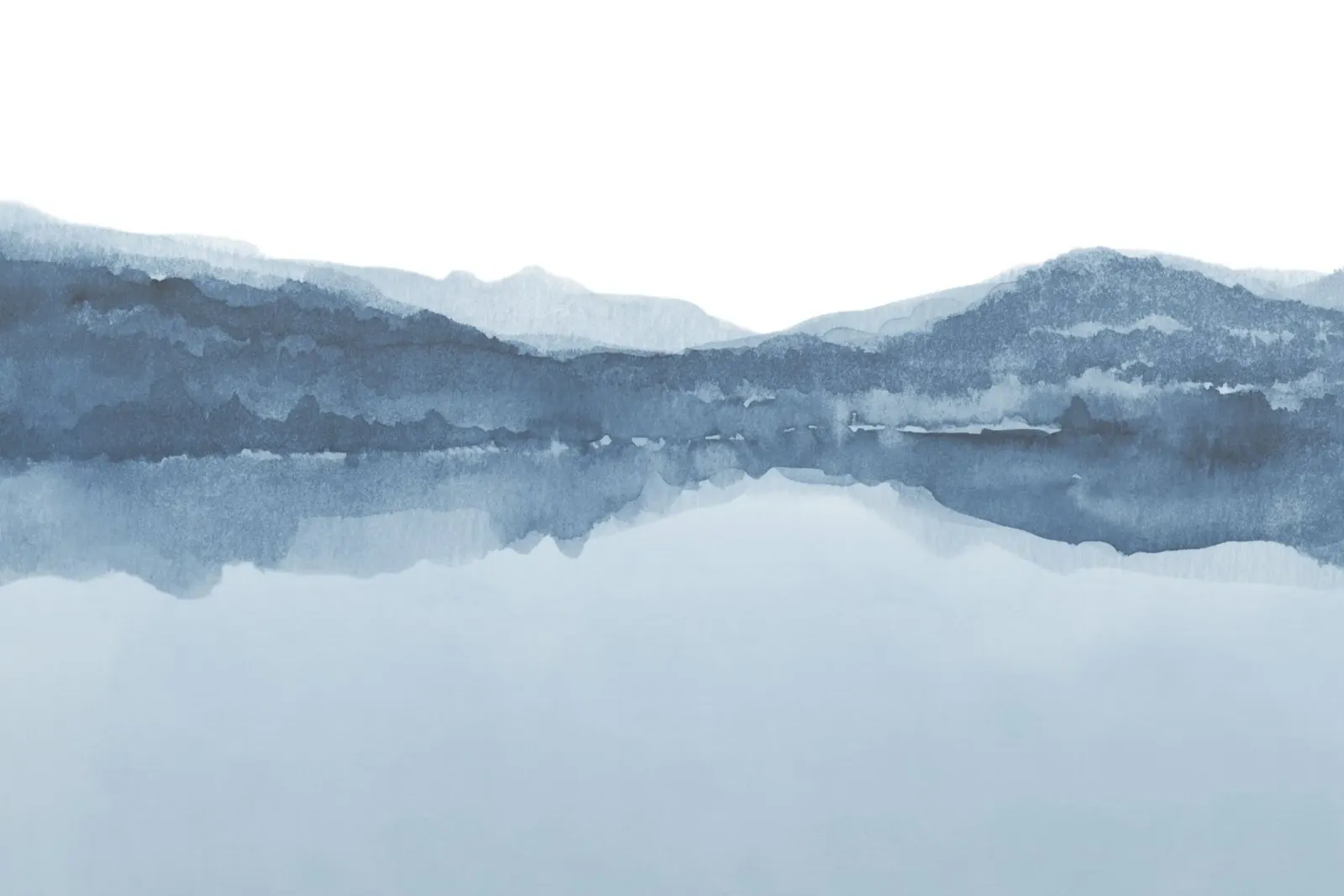 Vue abstraite d'un lac en aquarelle bleue hahnemühle de NouveauPrints