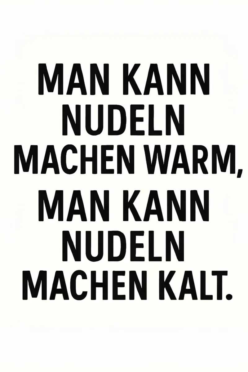 Man kann Nudeln machen warm, man kann Nudeln machen kalt. carta hahnemühle da Trash TV Quotes