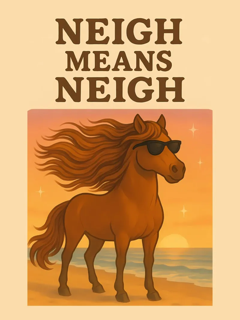 Meme divertente sul cavallo poster con telaio in alluminio da Funny Humor Art