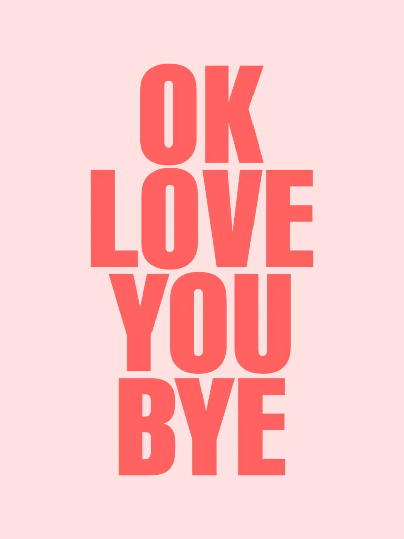 Ok Love You Bye Typography Print in Pink and Red canvas by THE MOTIVATED TYPE