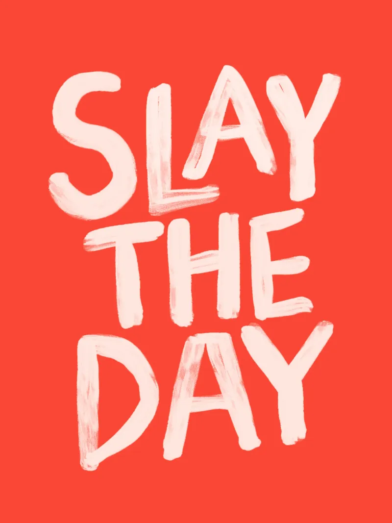 Slay the Day Sassy Typography Print in Red and White canvas with Floater frame by THE MOTIVATED TYPE
