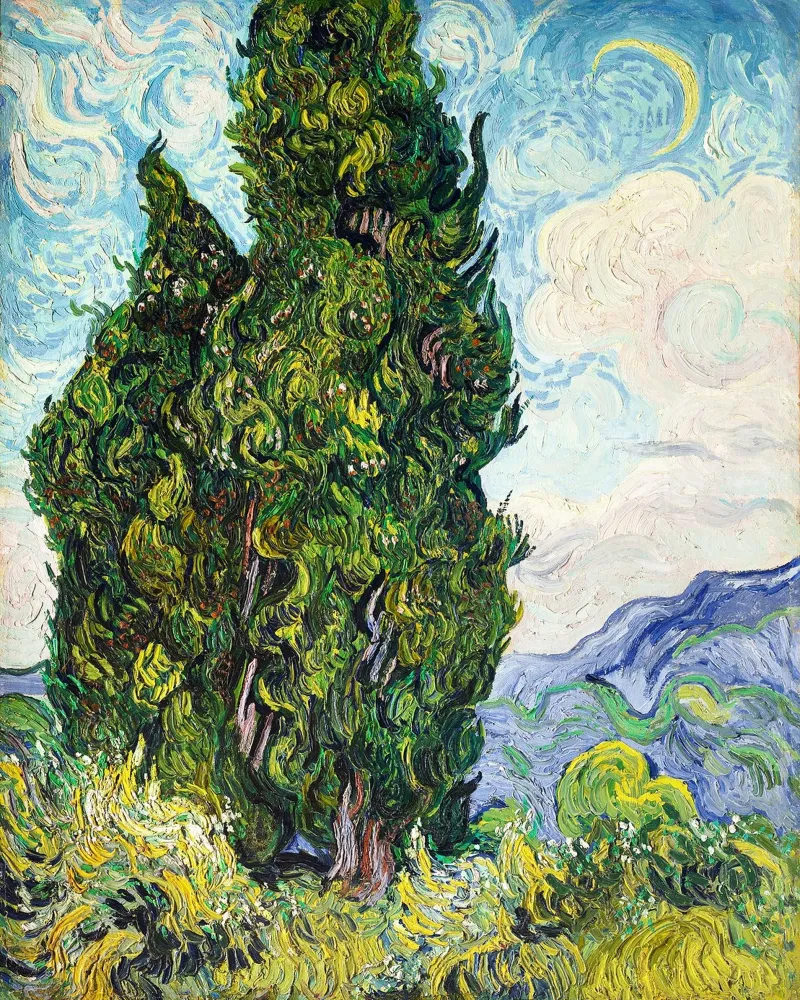 Cypresses (1889) by Vincent Van Gogh. pellicola backlit da Van Gogh Prints
