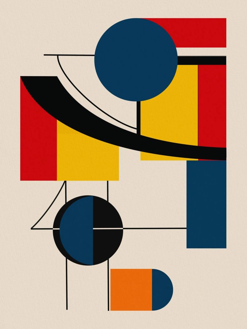 Bauhaus cirkels en vierkanten 07 poster van Little Dean