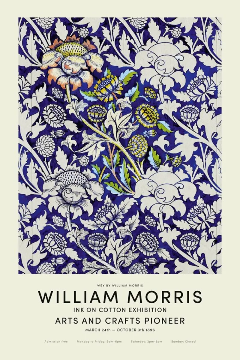 William Morris - Wey Exhibition poster con telaio in alluminio da Vintage by JUNIQE