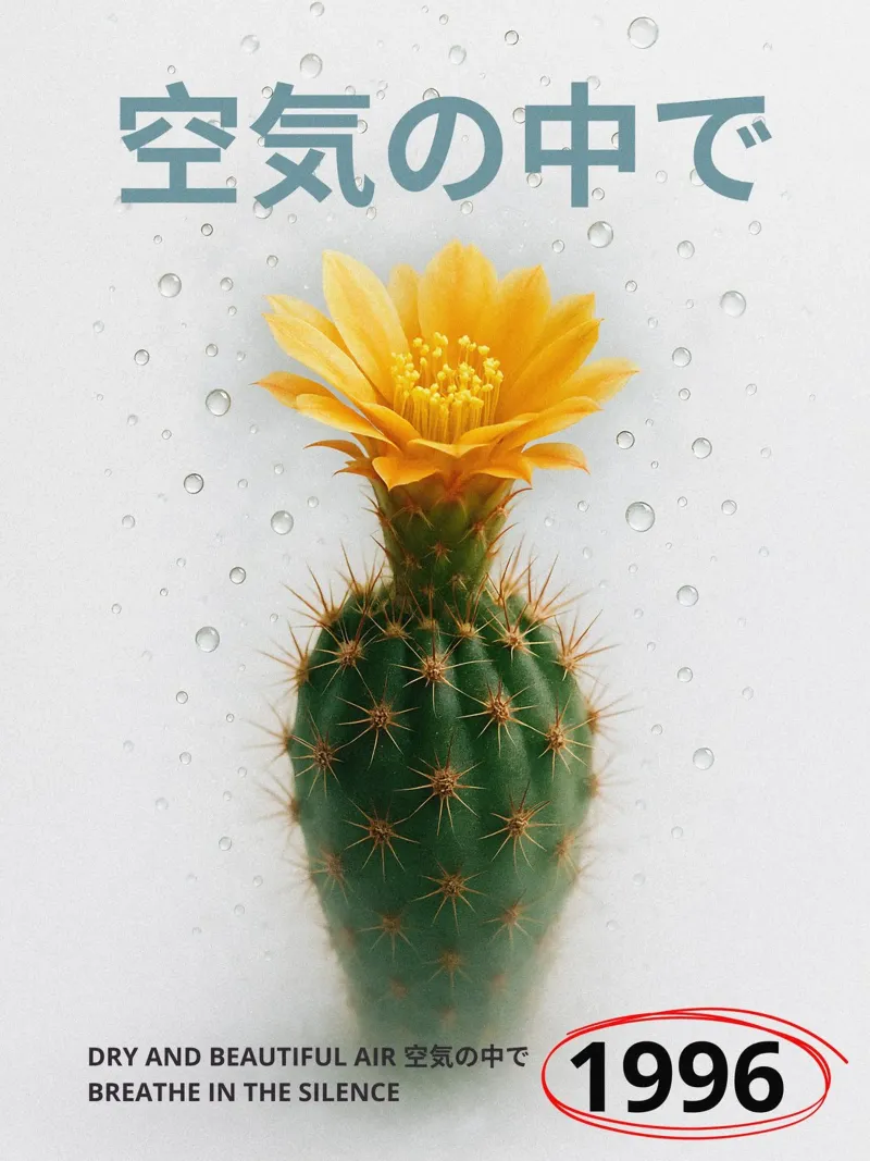 Cactus and Mist poster con telaio in legno da ramosashop