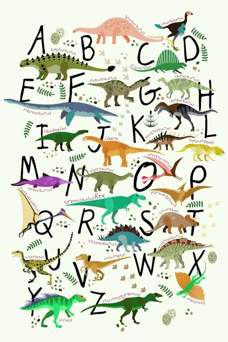 Dino Alphabet pellicola backlit da Little Flourishes