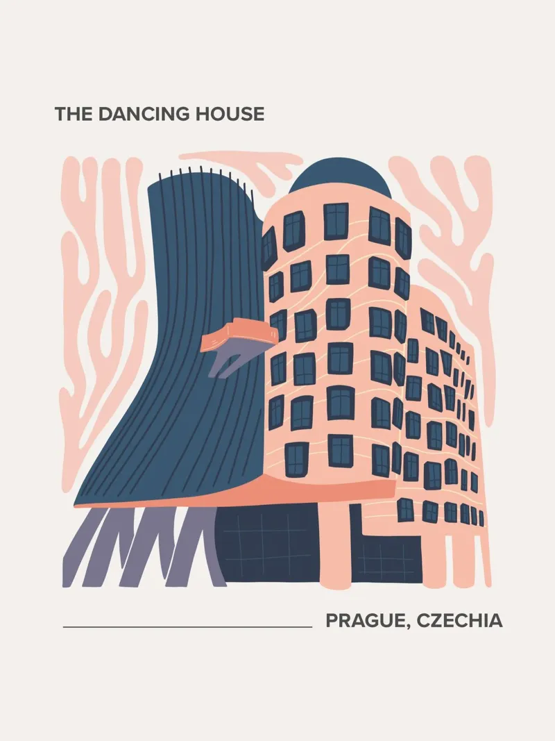 Het Dansende Huis , Praag, Tsjechië Reizen canvas met Baklijst van Peaches Art Prints
