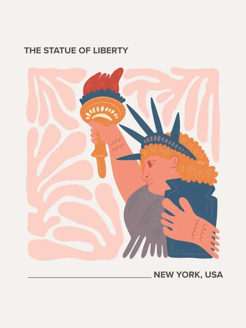 The Statue Of Liberty, New York, USA Travel poster with plastic frame by Peaches Art Prints