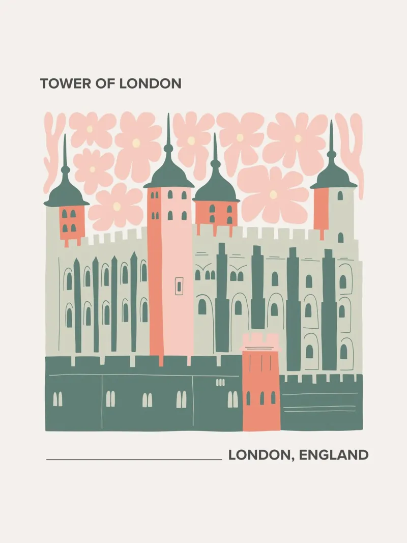 Tower Of London, London, England, Travel Art poster with aluminum frame by Peaches Art Prints