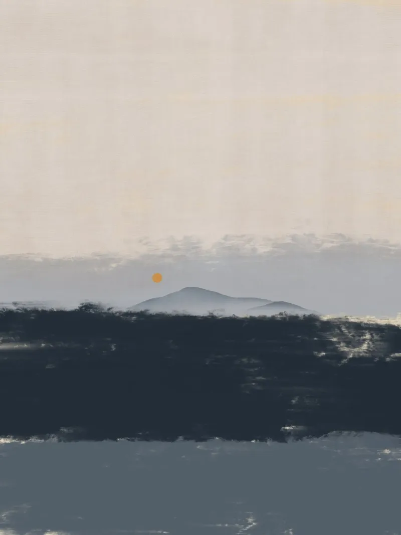 Paesaggio marino minimale tramonto orizzonte alluminio dibond da Little Dean