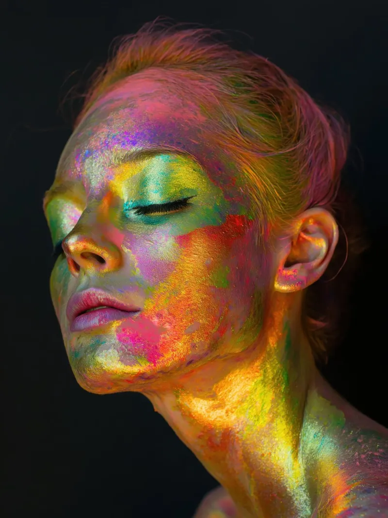 Colourful woman's face alu-dibond by Imagine