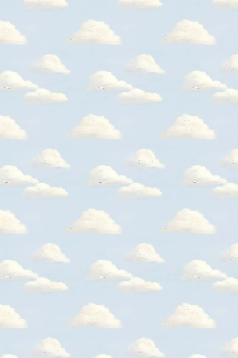 Valzer di nuvole bianche in un cielo blu pastello Calma e spiritualità alluminio dibond da Gentle Echoes Art