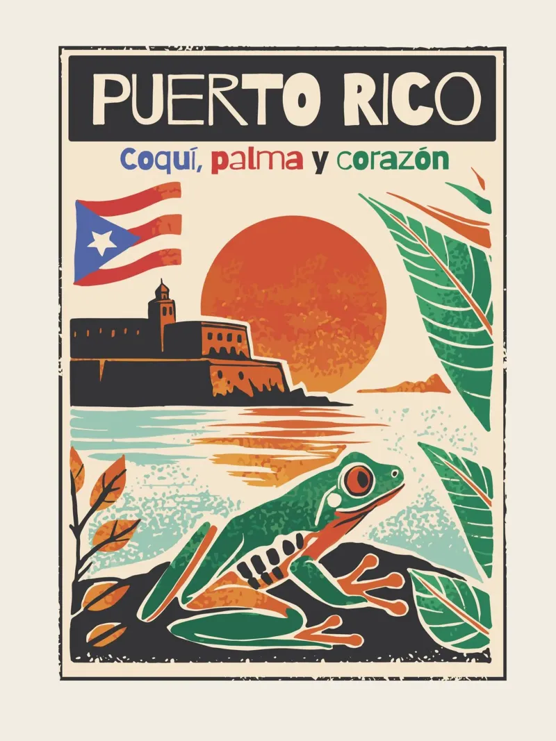 Porto Rico d'epoca tela con Cornice a cassetta da 🎁 ARTVI-SHOP