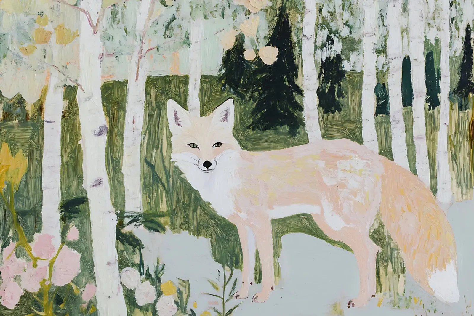 Renard dans la forêt, impression de la faune, fleurs sauvages poster avec cadre en plastique de Little Lila