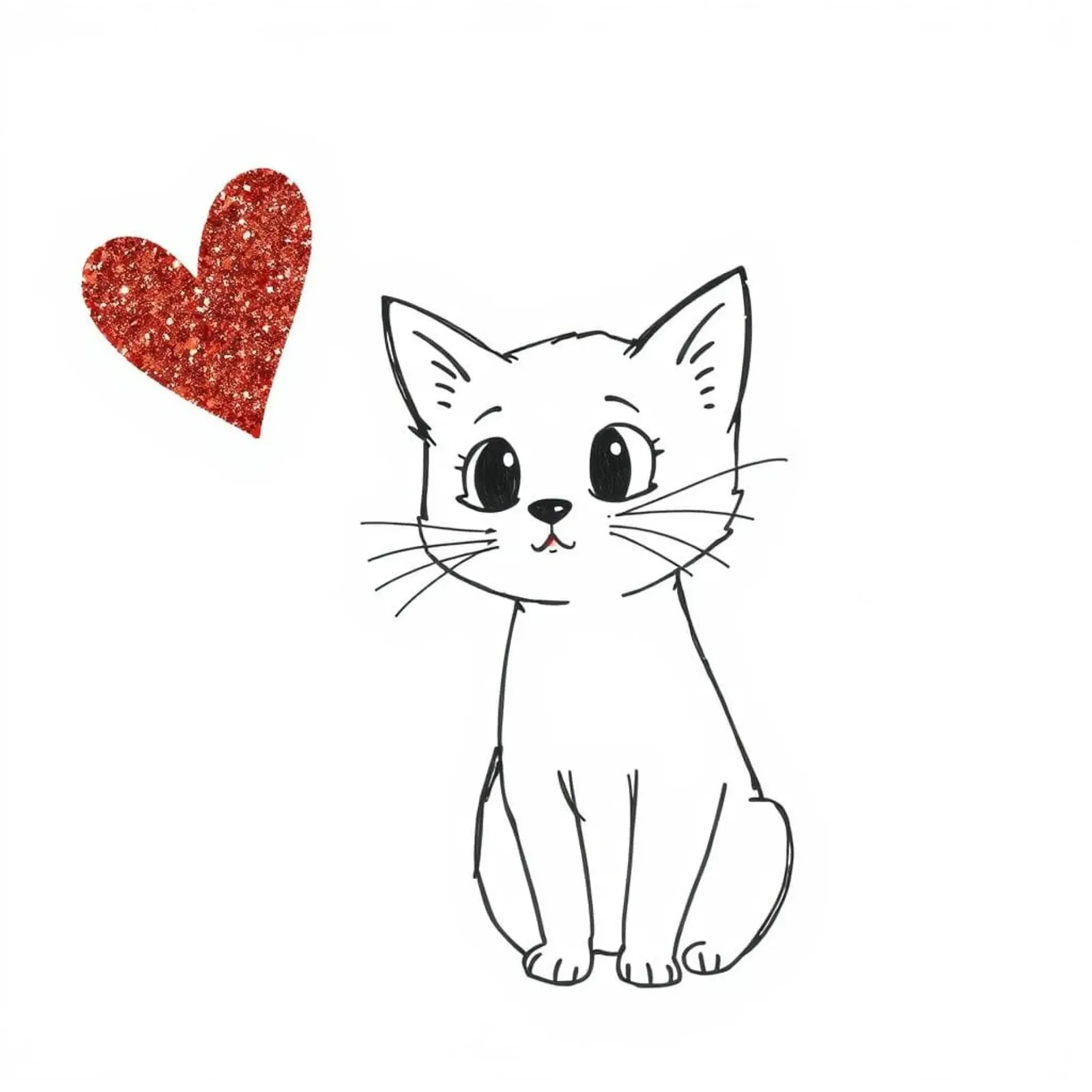 Gatto con il cuore poster con telaio in legno da Anita's Dream