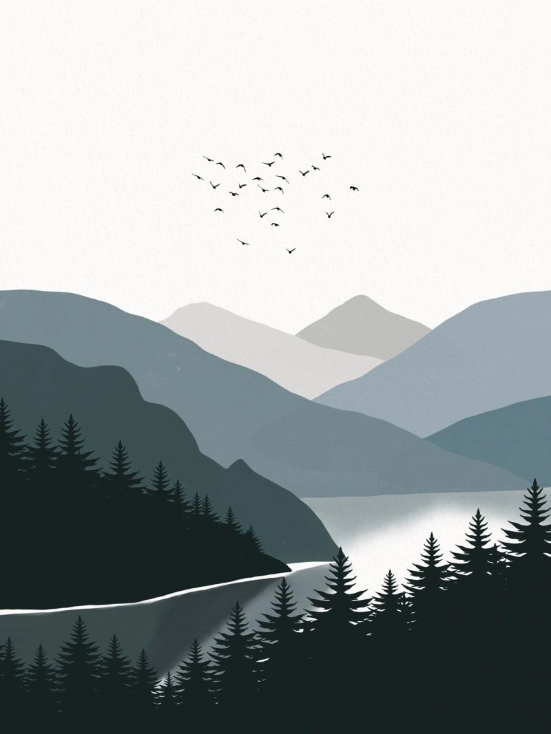 Nordische Landschaft Bergkette 03 Poster von Little Dean