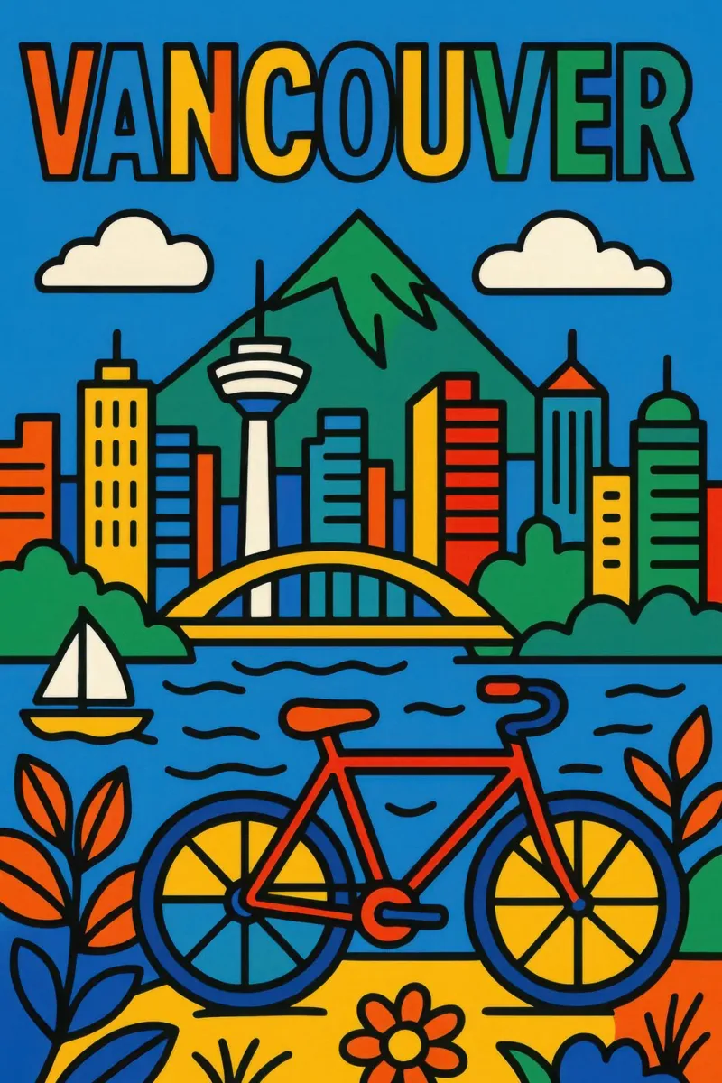 Vancouver - Pacific pop poster con telaio in legno da JETLAG | affiches voyage