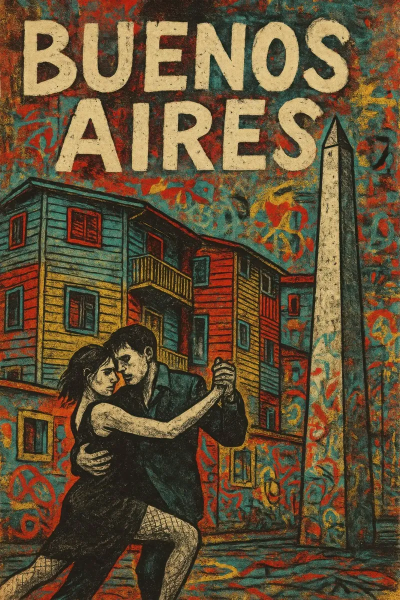Buenos Aires - Il respiro febbrile del tango poster con telaio in plastica da JETLAG | affiches voyage