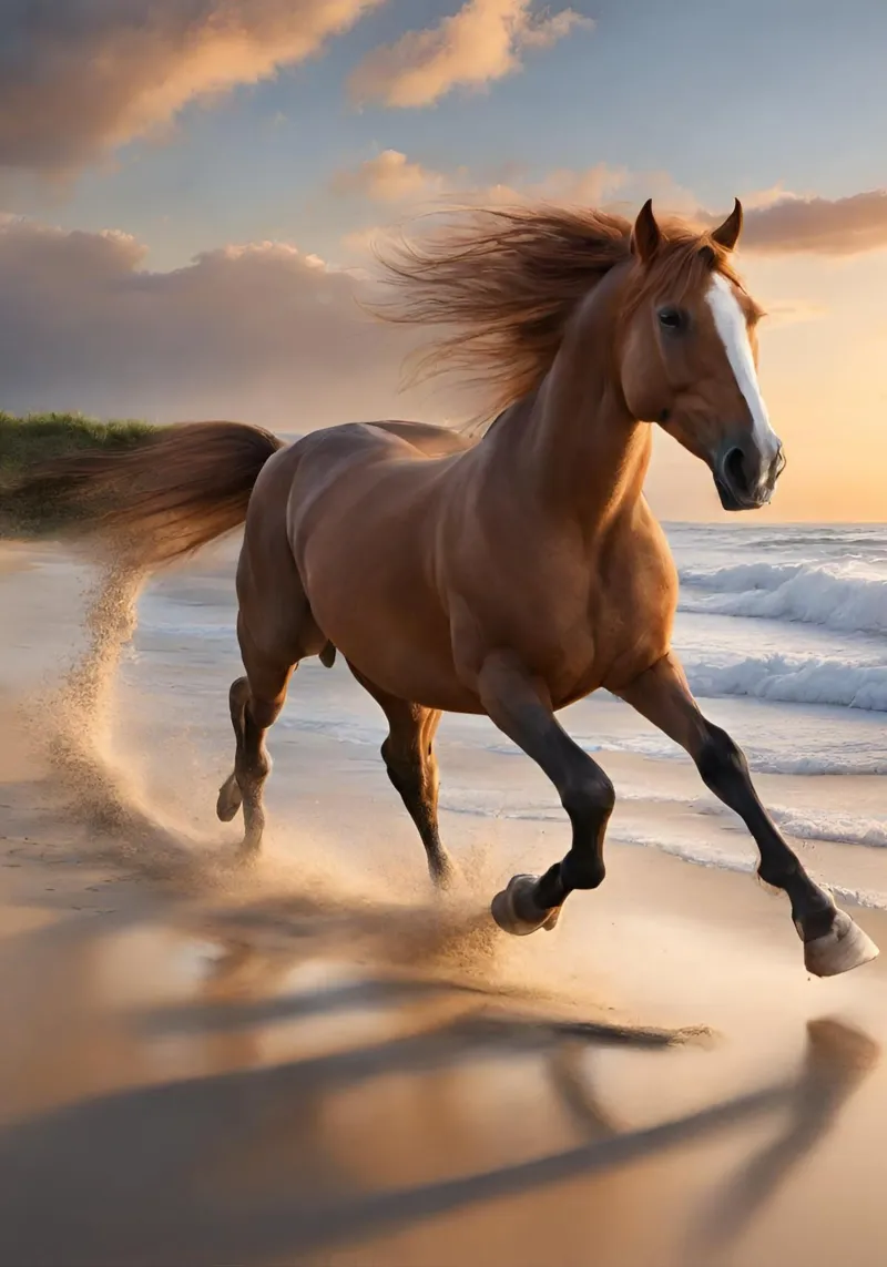 Pferd am Strand carta hahnemühle da Poster Dreams