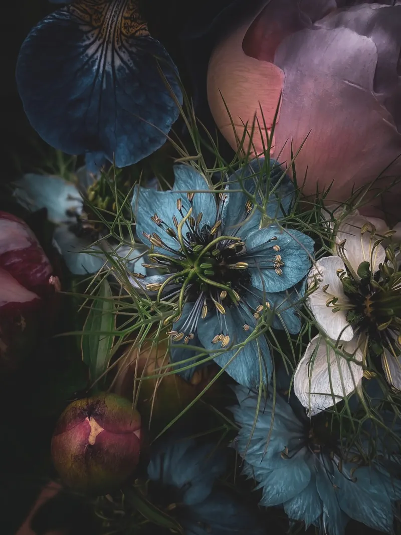 Flower Bouquet Love-in-a-mist Acryl-Glas von flowers.and.delight