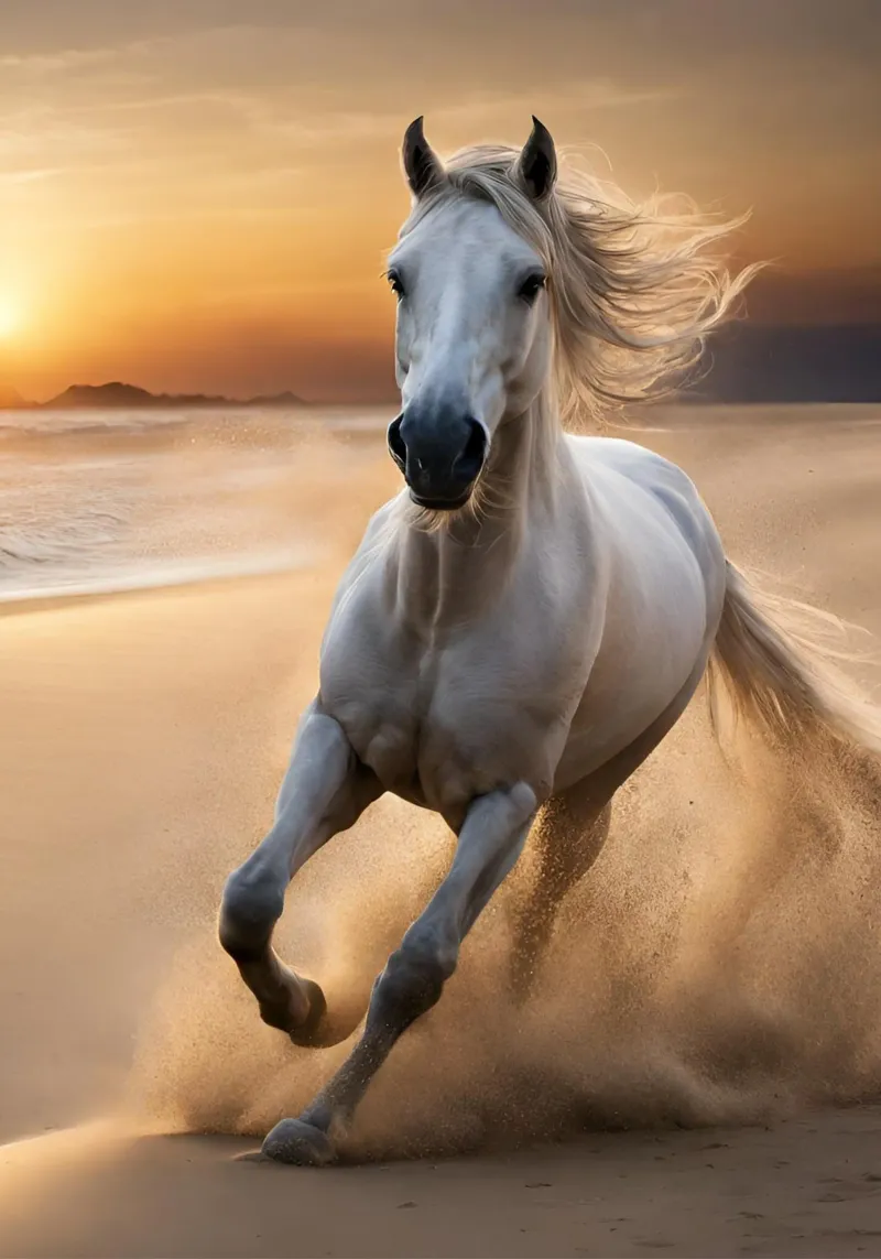 Pferd am Strand carta hahnemühle da Poster Dreams
