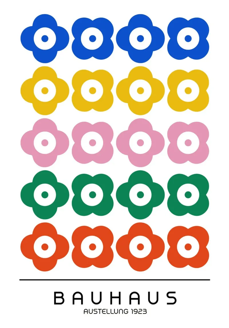 Bauhaus Ausstellung 1923 Geometric Flower Pattern Poster mit Kunststoffrahmen von NorwesClub