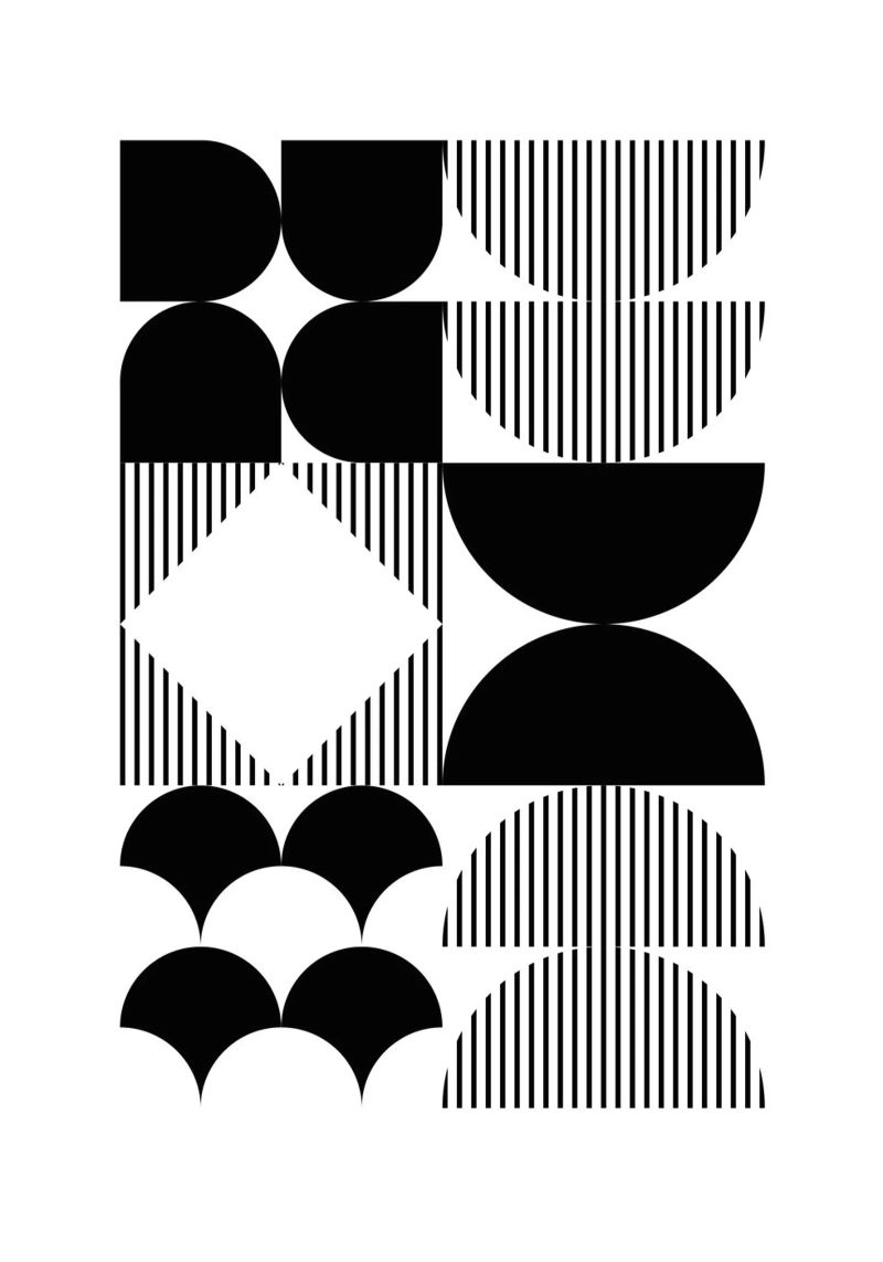 Bauhaus Geometrisch Abstrakt Schwarz Weiß Muster Druck Poster von NorwesClub