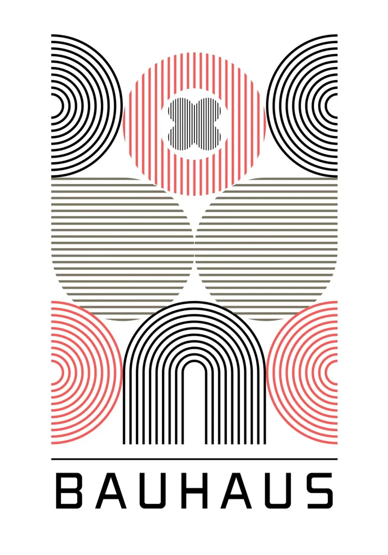 Bauhaus Geometric Abstract Circles Stripes Print canvas by NorwesClub