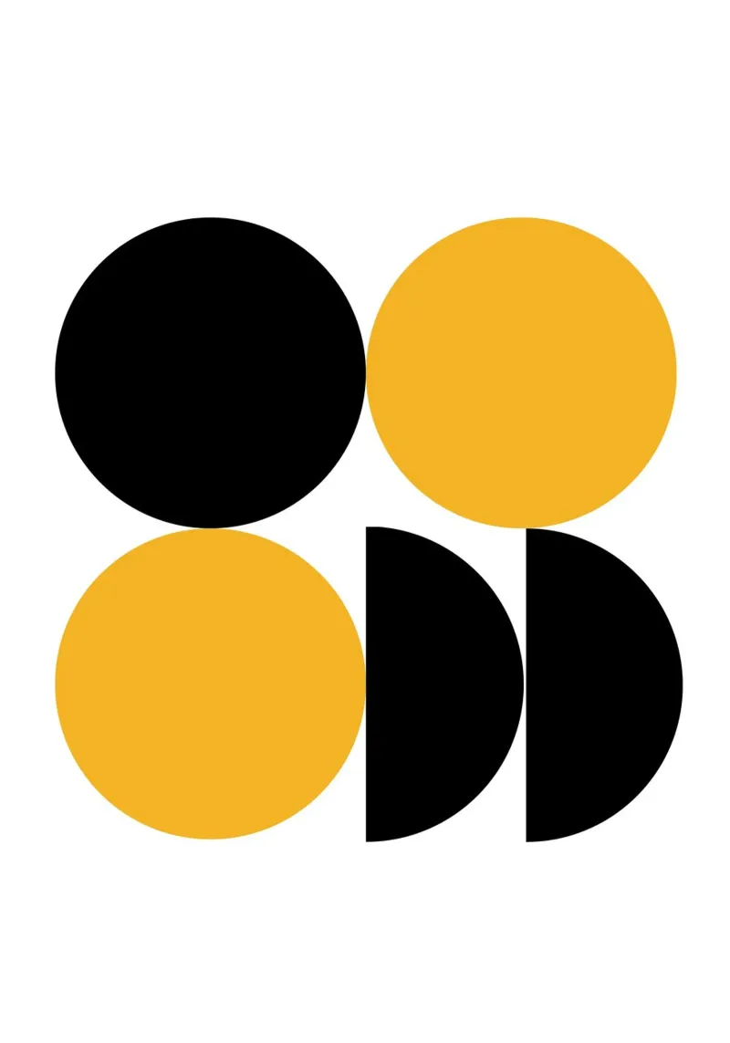 Cercles géométriques d'inspiration Bauhaus Noir Jaune toile avec Caisse américaine de NorwesClub
